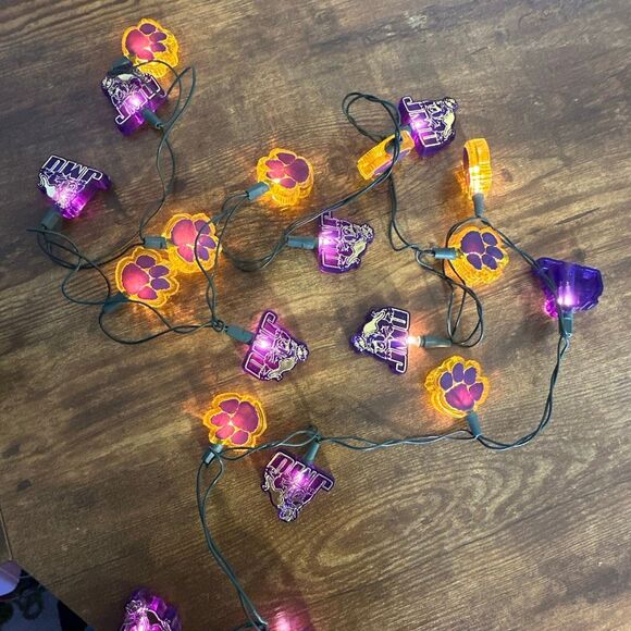 JMU Decorative Lights James Madison University Decor Paw Print Purple Yellow - Picture 1 of 8